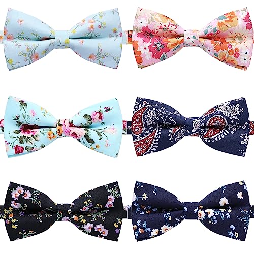Image of AUSKY 8 PACKS Elegant Adjustable Pre-tied Bow Ties for Men Boys (1&4&5&6&8 Pack for option)