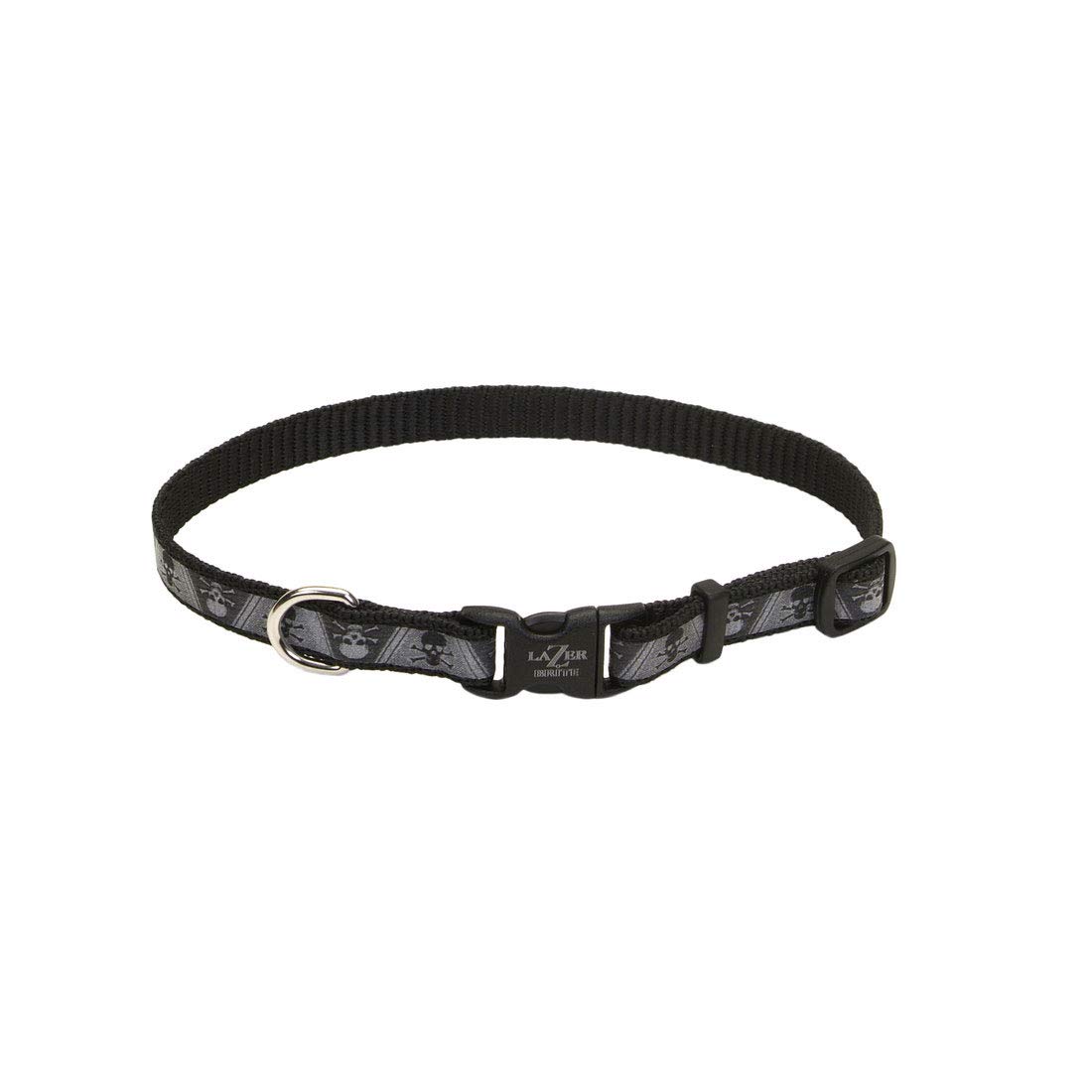 Coastal Lazer Brite Reflective Adjustable Dog Collar Skulls And