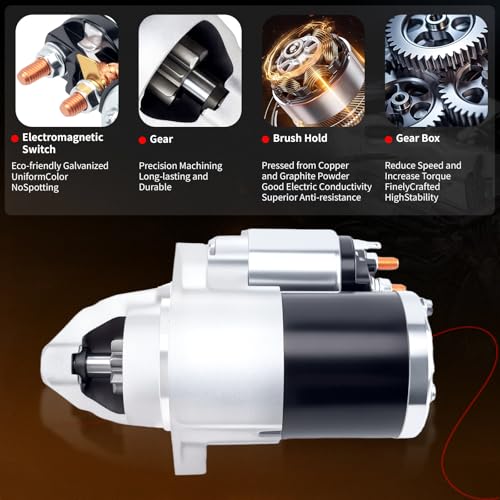 17994N Motor de Arranque Nuevo Compatible con Sebring 07-10 y Dodge Avenger 08-10, Caliber 07-12, Journey 09-19, Compass/Patriot 07-17, 12V 1.2KW 8 Dientes CCW miniatura 3
