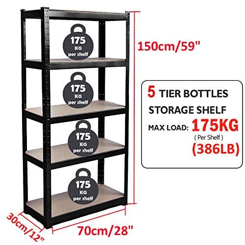 Autofather Heavy Duty 5 Tier Boltless Shelving Unit Greenhouse Garage Utility Home Storage Rack 59" X 28" X 12" #TOP1