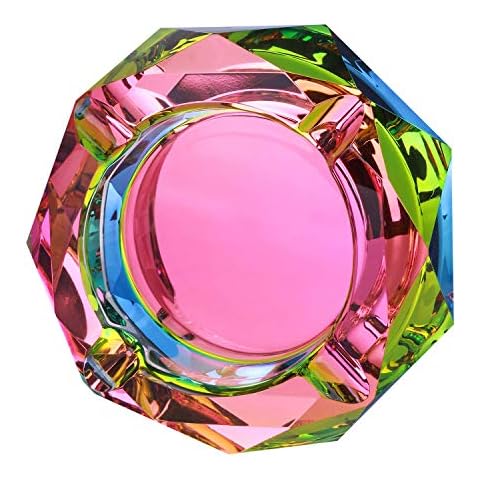 Simmer Stone Crystal Outdoors Indoors Cigarette Ashtray Ash Holder Case, Colorful Pattern Home Office Tabletop Beautiful Decoration Craft (Bling Bling 02) Cover
