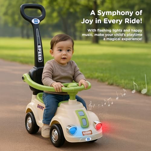 Image of Mee Mee Swift Cruze Baby Ride-On Car - Safe, Fun, and Interactive Ride-On Toy for Kids Aged 1-3 Years with Music, Lights, and Storage (White)