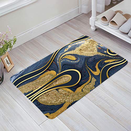 Marble Sponge Indoor Doormat Decor Carpet for Entrance Living Room Bedroom Kitchen, Black