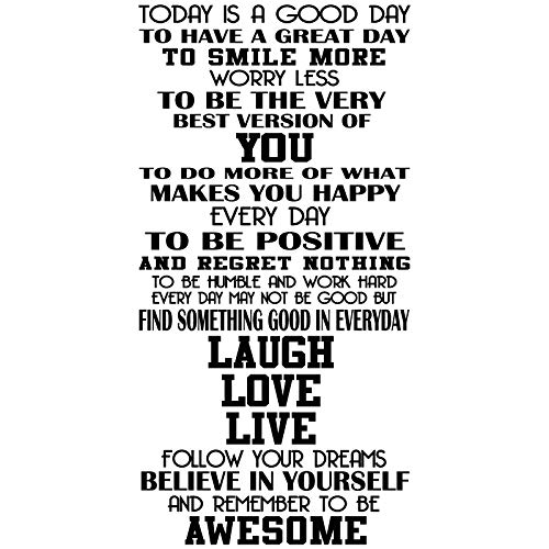 WallPressions48"x24" Today is A Good Day to Have A Great Day Smile More Worry Less Be The Very Best Version of You Do More of What Makes You Happy Every Day to Be Positive Regret Nothing Wall Decal Sticker