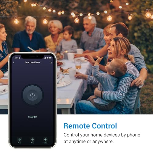 Image of DEWENWILS WiFi Smart Yard Stake Plug with 6 Outlets, Voice Control, Waterproof Power Stake Timer with 6Ft Cord, Alexa&Google Assistant Compatible, 1875W /15A, for Outdoor Decoration Lights