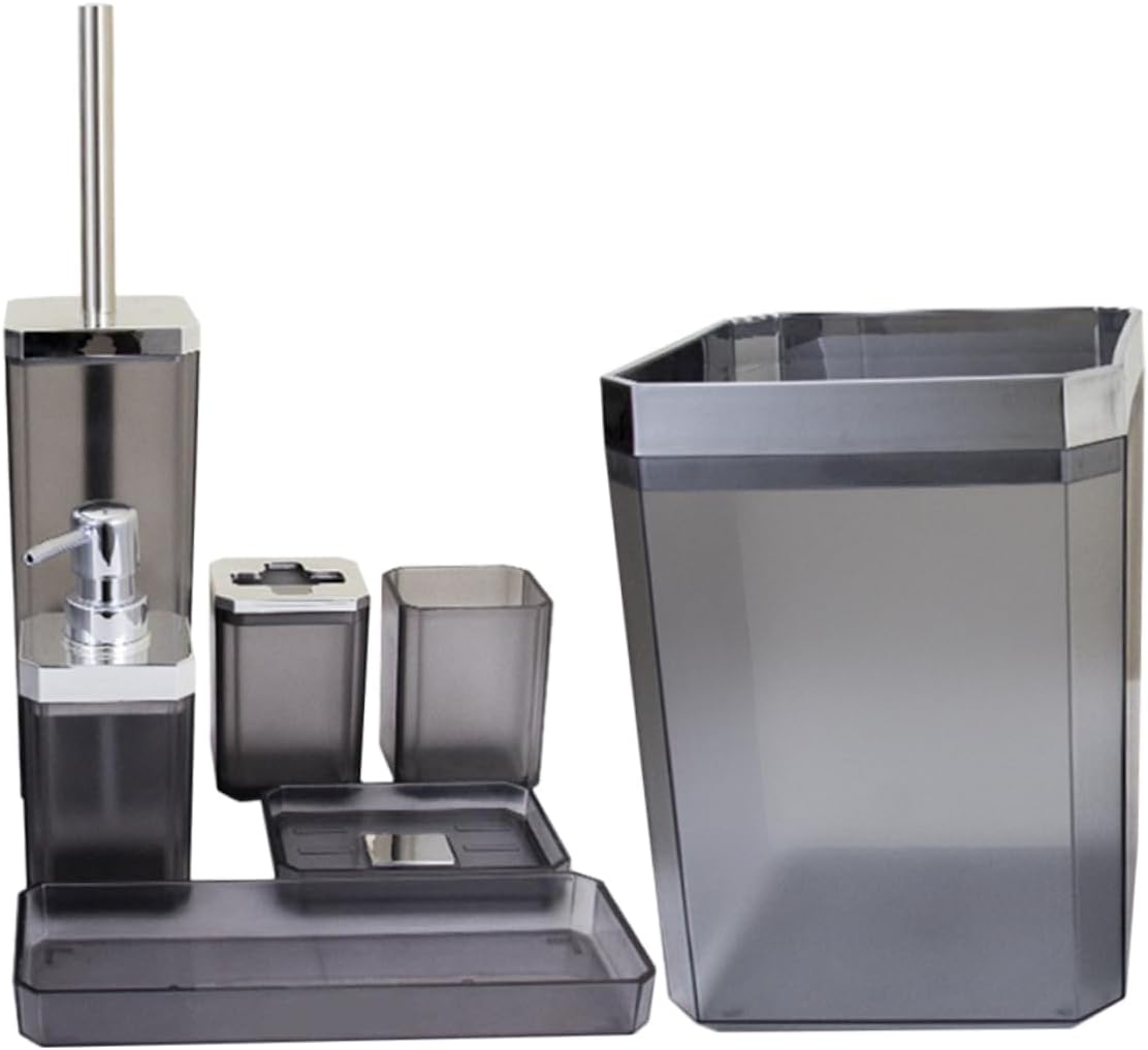 7-Piece Bathroom Accessory Set Includes Lotion Dispenser Soap Holder Toothbrush Holder and Trash Can Sturdy Plastic for Use