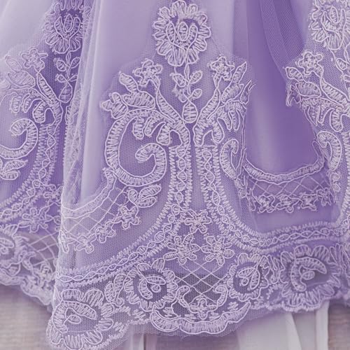 Elegant Lace Baby Girl Dress for Special Occasions Short Puff Sleeves Floral Embroidery Toddler Party Outfit3