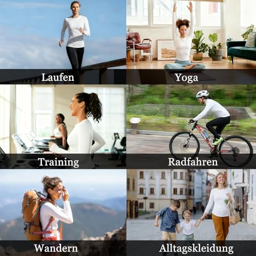 HYCOPROT 4er Pack Langarmshirt T-Shirts Damen Kompressionsshirt Fitness Oberteile Basislayer Funktionsshirt Laufshirts Sport Long Sleeve Shirt Casual Modische Grundschichten Gym Yoga Laufen Wandern