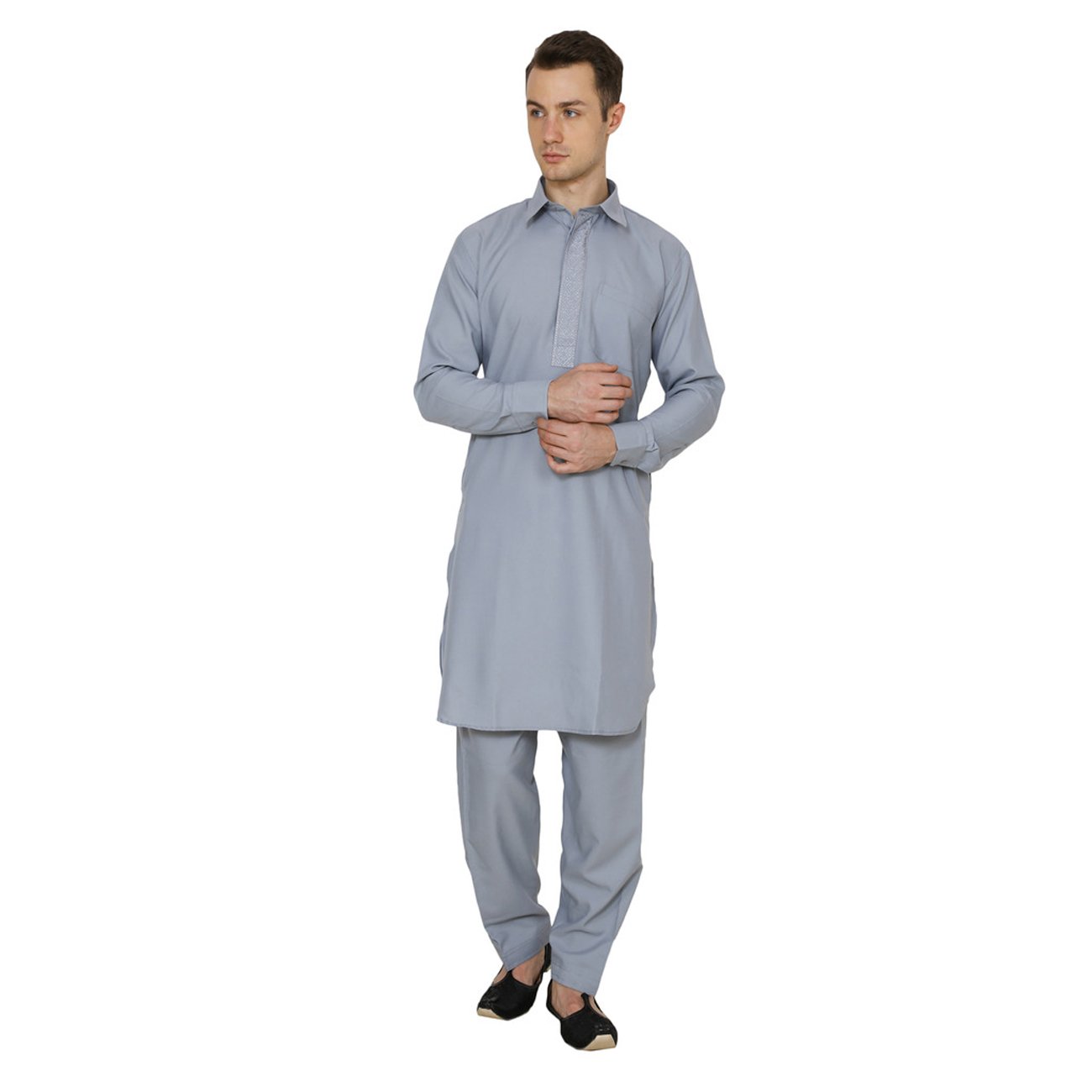royal kurta Mens Cotton Blend Pathani Set-picture-40