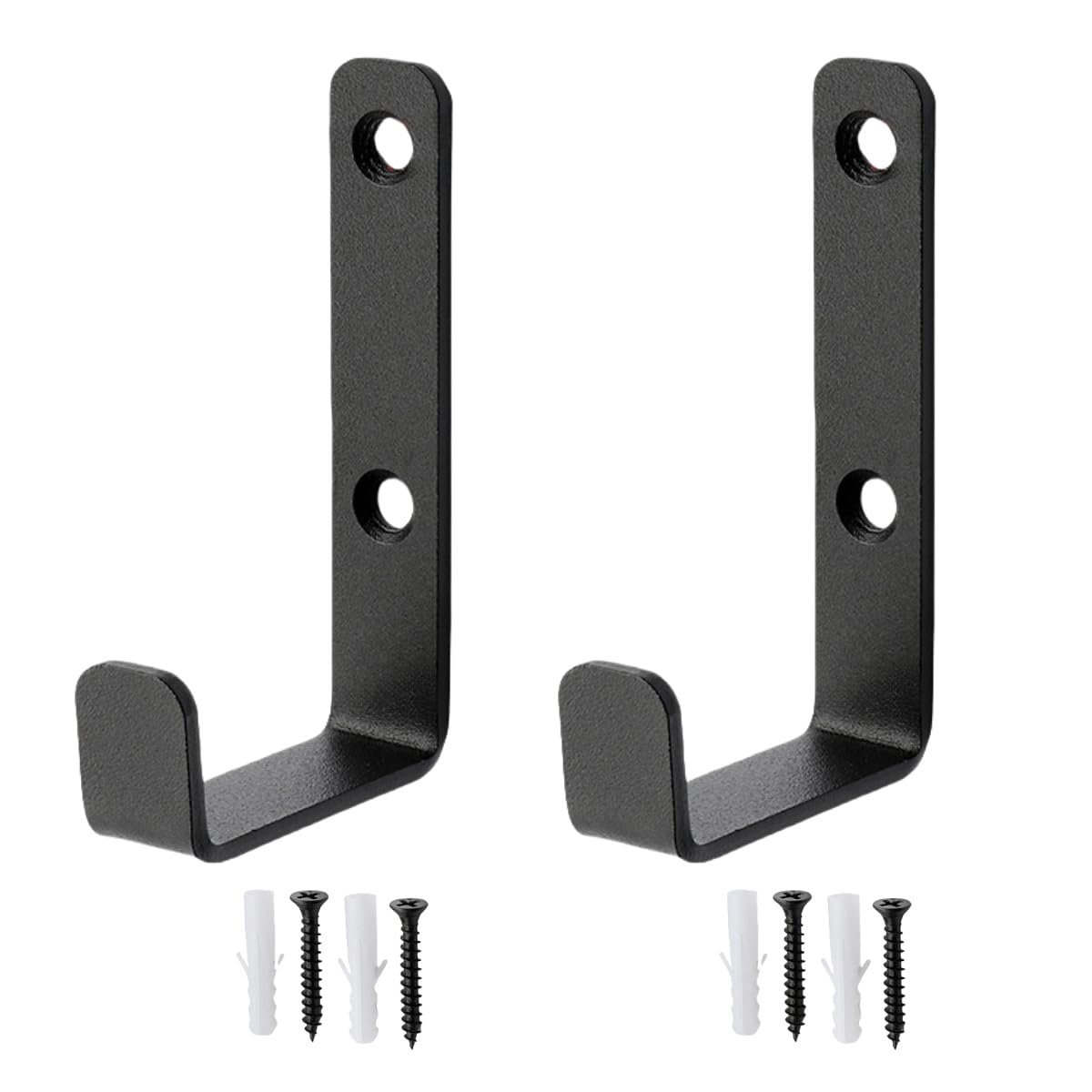 2 Pack Heavy Duty Steel J Hook, Wall Mount Utility Hook, for Heavy Duty Garage Hooks, Storage Wall Mount, Garage Storage Utility Hooks for Extension Cord Tool Clothes Keys, Black