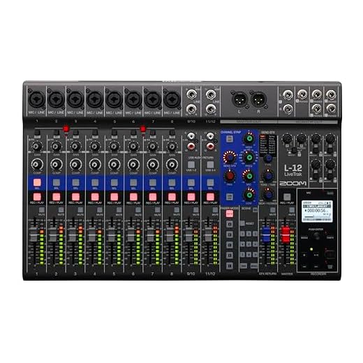 Zoom LiveTrak L-12 Digital Mixer & Multitrack Recorder, for Music, Podcasting, and More, 12-Input/ 14-Channel SD Recorder, 14-in/4-out USB Audio Interface, 5 Powered Headphone Outputs