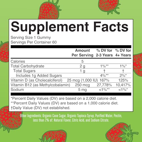 Maryruth Organics Vegan Vitamin D3 + Vitamin B12 Gummies | 2 Month Supply | Supports Bone Health | Immune Support Supplement thumb #4