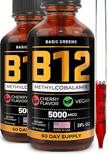Vitamin B12 Sublingual Liquid Drops 5000 mcg (Methylcobalamin) 120 Servings