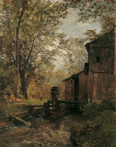 Impression sur toile premium le Gosaumühle près d'Ischl par Emil Jakob Schindler 60x90