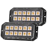 Primelux 2026 Upgraded Amber White LED Strobe Lights, 38 Flashing Modes 12-LED Sync Grill Surface Mount Hazard...