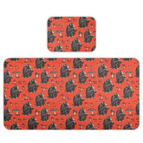 Lazy Carnivore Chimpanzee Shroom Red Cooling Baby Fitted Crib Mattress 28" x 52" Absorbent Bed pad for Kids