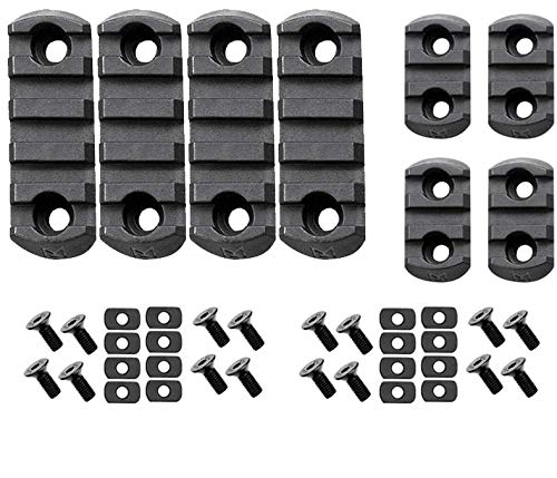 Gotical Combo of (3-Slot & 5-Slot) M-LOK Picatinny Rail Section Adapter Super Value Pack M-LOK Handguard with Set of Screws M-LOK Picatinny Accessory Rail (Pack of 8 Pieces- Black)