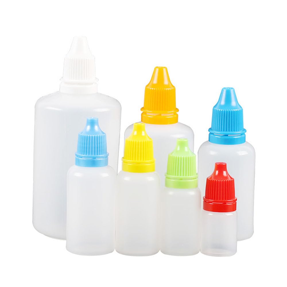 100 Stück 5-100ml LDPE Leere Nachfüllbare Kunststoff-Squeeze-Tropfflasche Squeezable Dropper Mit Abnehmbarer Kappe Flüssigkeit Behälter Wasser Farbe Tinte (Weißes Deckel,100ml)