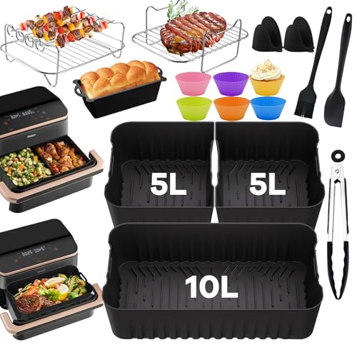 Heißluftfritteuse Zubehör für Cosori Dual Blaze Twinfry XXL 10L Airfryer Zubehör 2×5L Silikonform für Cosori heißluftfritteuse Air Fryer Silikon für Heißluftfritteuse Cosori 10L Zubehör