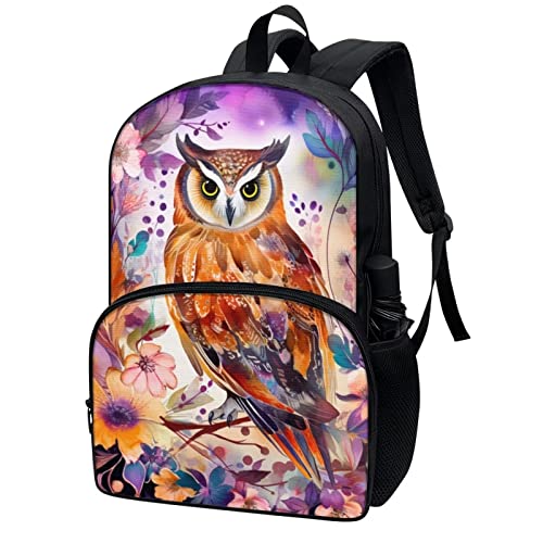 Modysero Floral Owl Custom 17 In Kids Backpack Durable Lightweight Large Capacity Girls Backpack for School Elementary Casual Travel School Bookbag for Teen Girls2