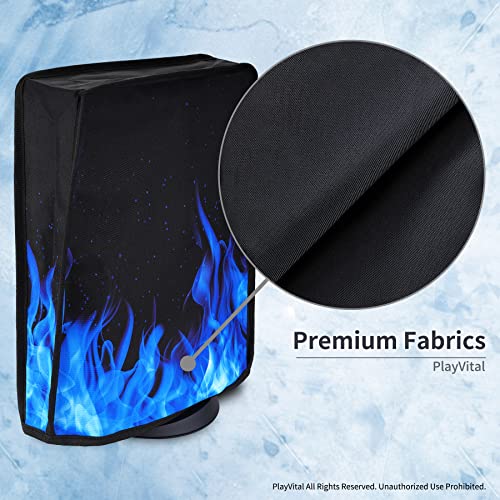 Image of PlayVital Dust Cover for ps5, Soft Neat Lining Dust Guard Anti Scratch Waterproof Cover Sleeve for ps5 Console Digital Edition & Disc Edition - Blue Flame