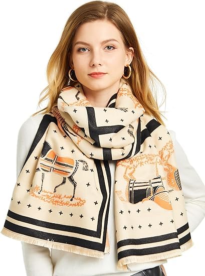 Scarf for Women, 80 * 180cm Cashmere Shawl, Scarf Wrap for Evening Dress, Winter Thick Warm Knitted Scarf Blanket, Front-Open Poncho Cape (Star Black)