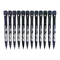 Volcanics Black Pens Whiteboard Markers: 12 Magnetic Erasable Dry Wipe Markers, Fine Tip Whiteboard Pen Dry Erase Marker for Whiteboards