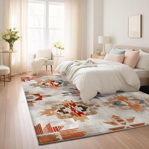 Tapis ethnique aztèque grand format marron antidérapant 150x200 - 4