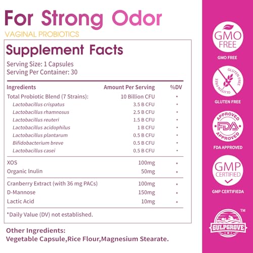 Image of Vaginal Probiotics for Women with Prebiotics & Cranberry - Dr. Formulated Feminine pH Balance Daily Supplement, Supports Vaginal Odor Control & Urinary Tract Health, 30 Servings