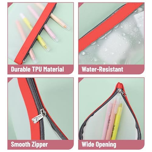 Image of Mr. Pen- Clear Pencil Pouch, 8.50 inchx4.25 inch, 6 Pack, Durable TPU Material | Medium Water-Resistant Pencil Bags with Smooth Zipper, Multipurpose Clear Pouch for Stationery, School, Office