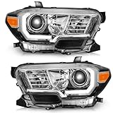 WEELMOTO Fits Factory DRL Headlights for 2016-2022 Toyota Tacoma TRD/Limited, Headlight Compatible with 2016 2017 2018 2019 2020 2021 2022 Tacoma Replacement Chrome Housing