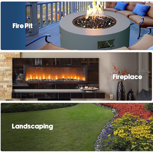 Image of Skyflame 15-Pound Black Fire Glass, 1 /2 Inch Reflective Fireplace Glass for Fire Table, Fire Bowl, Landscaping