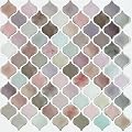 CHIHUT Arabesque Peel and Stick Backsplash 12''x12'' Waterproof Oil Proof Blush Pink Lavender Mottled Marble Self Adhesive Wall Tiles Removable Glossy Stick on Backsplash for Kitchen Bathroom 6 Sheets