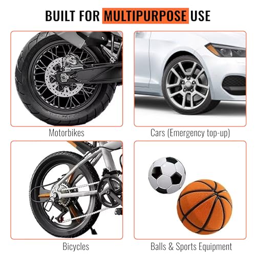 Image of Slovic Cycle Pump for Bicycle with Meter | Foot Air Pump for Car Tyre, Bike, Basketbal, Football Pump, | Cycle Accessories for Bicycle | Easy to Carry & Store