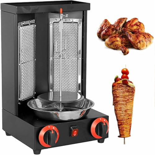 Commercial Electric Kebab Grill Vertical Rotisserie Broiler with Adjustable Temperature 50-350℃, Ideal for Gyros, Shawarma, BBQ, Home &amp; Restaurant Use (Silver)