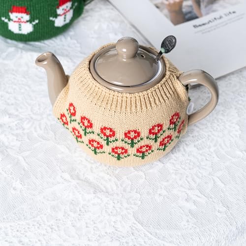Image of 4 Cup 1.0L-1.2L Tea Pot Cozies Acrylic Teapot Dust Cover Kitchen Home Decorative Tea Pots Cozy with Insulation Pad for Housewife, Friend, Mom Gift for Christmas (coffee)