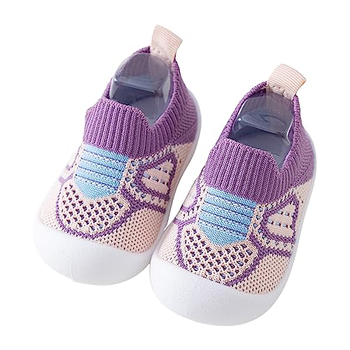 Baby First Walking Shoes Infant Boys Girls Socks Toddler Breathable Cartoon Mesh The Floor Socks Non-SIip Tennis Shoes (Purple, 18-24 Months)
