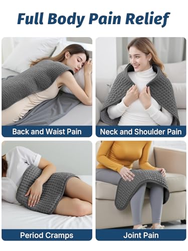 Heating Pad for Period Cramps Back Neck and Shoulders Pain Relief, 17”×33” Large Heated Pad with 4 Level Timing, 6 Level Heat Setting and Auto Shut Off, Christmas Gifts for Women, Men - Image 4