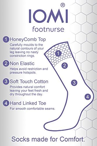 IOMI Footnurse - Ladies 6 pack loose non elastic diabetic socks with hand linked toe seams UK UK