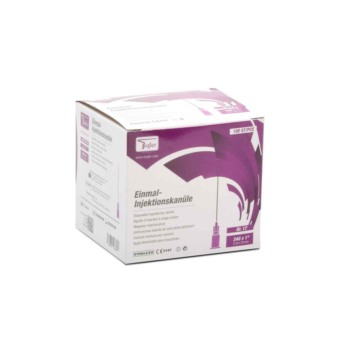 Teqler Pojedyncze igły 24 G x 1, 0,55 x 25 mm (fioletowe)