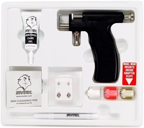 Beauty Made Easy Universal ear piercing kit with 24 pairs iridescent rock crystal earrings hypoallergenic instrument gun