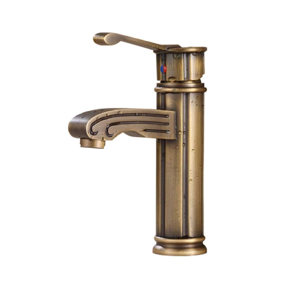 Antyczny Mosiężny Kran Łazienkowy, Jednouchwytowy Mieszacz Ciepłej/zimnej Wody Z Wkładem Ceramicznym, Do Umywalki Nablatowej