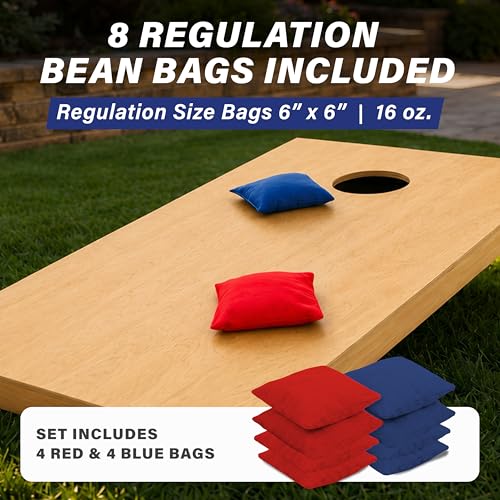 Image of GoSports Solid Wood Premium Cornhole Sets - Choose 4 x 2 ft or 3 x 2 ft - Game Boards Include Set of 8 Cornhole Toss Bags