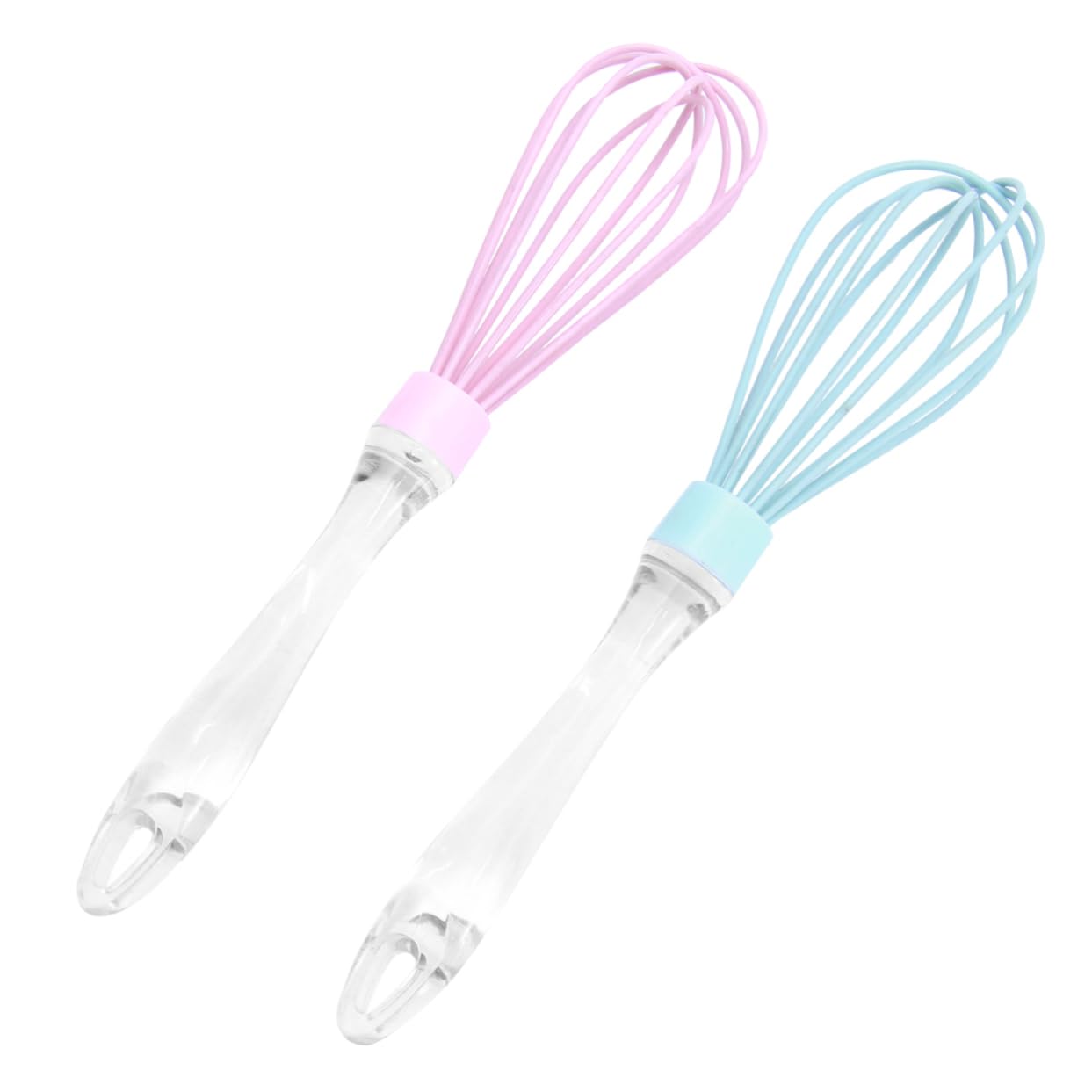 PRETYZOOM 2pcs Handheld Silicone Egg Beater Food-grade Manual Whisk for Baking Mixing Stirring Comfortable Grip Dishwasher Pink Colors