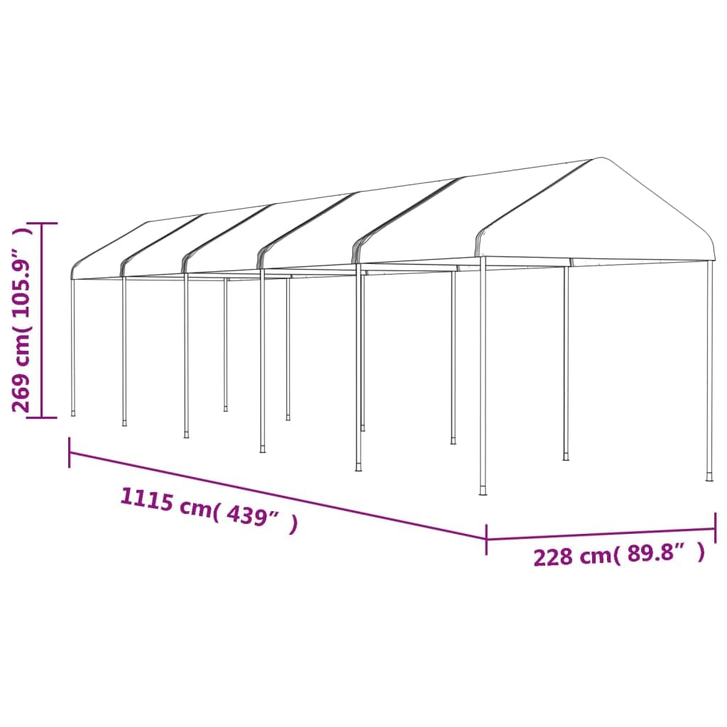 Gazebo da Giardino 11,15x2,28 m Tenda per Feste in PE Bianco | Ideale per eventi in giardino e cortile, questo padiglione offre un'ampia zona d'ombra per pranzi all'aperto.