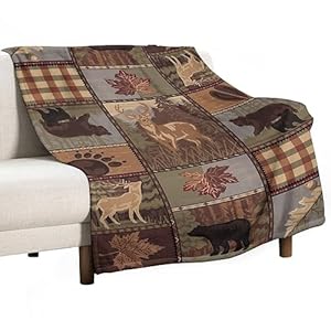 Retro Bear Deer Flannel Blankets Vintage Bear Cottage Country Style Retro Cabin Mountain Farmhouse Throw Bed Blanket for Sofa Chair Bed 30×40