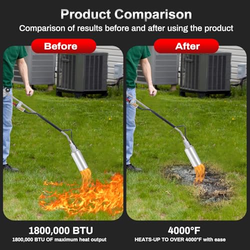 Propanbrenner zum Unkrautvernichten, 1.800.000 BTU Gsbrenner Unkrautbrenner für den Außenbereich mit 3 M Schlauch, Flammenwerfer zum Unkrautvernichten, Grillen, Asphaltieren, Schneeschmelzen