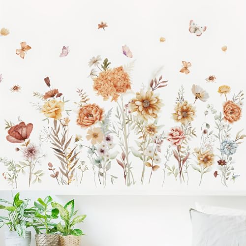 2 láminas vinilo mural flores boho 35.43"x11.81" miniatura 6