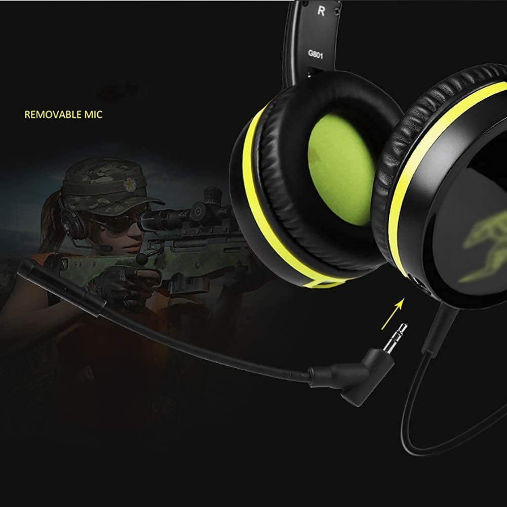 Auricolare da Gioco, 7.1 Auricolare Surround Gaming Auricolare Disaccatabile Microfono a cancellazione del Rumore Pieghevole, Stereo Surround Stereo, Oltre Orecchio e Cuffie Regolabili