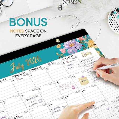 Image of 3 Pack of Desk Calendar 2026-2027, 18-Month Calendar Runs from July 2026 to December 2027, Large 17 inch x 12 inch Monthly Desktop & Wall Calendar for Home & Office - Floral